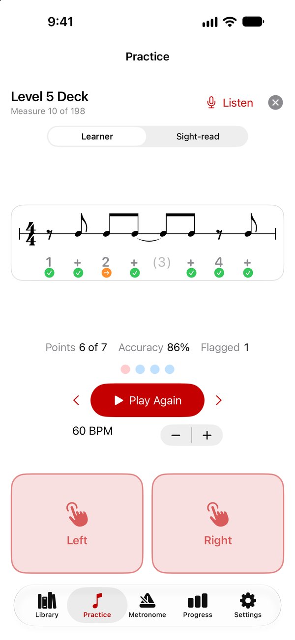 A Level 5 rhythm measure with marks under every count